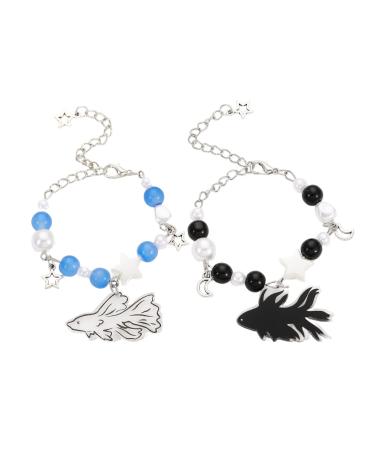 Oralgo's unique bracelet with a tropical fish trailer charming star adjustable hand chain for women jewelry gift 2-part set