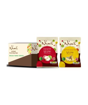 Nim's Crisps Multipack Box - Air Dried Vegan Sweet Apple and Pineapple - Gluten Free (2 x 6 Packs each)
