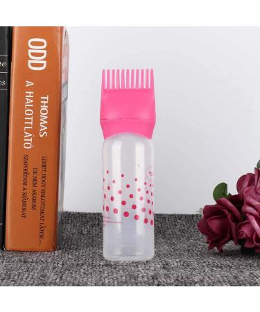 Hair Oil Applicator Brush Hair Dye Bottle with Comb Teeth 170ml Hair Color Applicator Brush for Professional Salon or DIY Home Use (Rose Red)