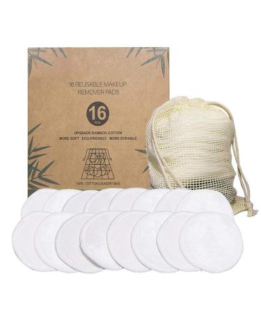 Iwinna 16 Pack Reusable Bamboo Makeup Remover Pads - 3.15 IncIwinna Washable Soft Cotton Facial Cleansing Pad for Sensitive Skin