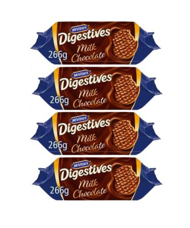 McVitie's Milk Chocolate Digestives Twin Pack 4 x 266g | Suitable for Vegetarians | Baked with 100% Wholegrain | Healty Milk Chocolate Cookies | Great Value | Sold by Essential Products