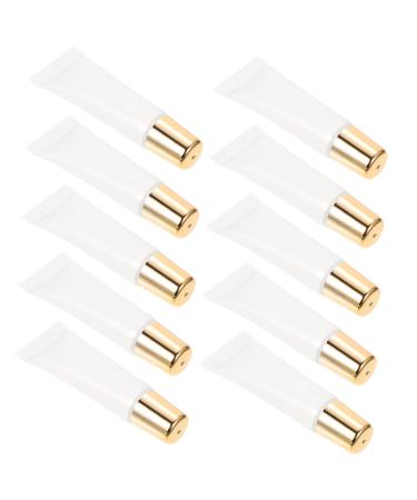 Mikinona 10pcs Empty Tube of Lip Glaze Hose Lip Gloss Squeeze Tubes Glossy Lip Gloss 10ml Lip Gloss Vials Mini Lip Gloss Tubes Lip Balm Tubes Makeup Lipstick Tube Portable Plastic Travel 8.5x3cm Golden