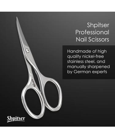 Shpitser German Stainless Steel Manicure and Pedicure Nail Scissors - Handmade in Solingen, Germany - Leather Case Included (Black) - Buy Online on SooperMarket.com