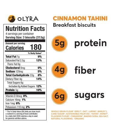 Buy Olyra Organic Cinnamon Tahini Breakfast Biscuits - 5.3 OZ | Healthy Snack - Buy Online on SooperMarket.com