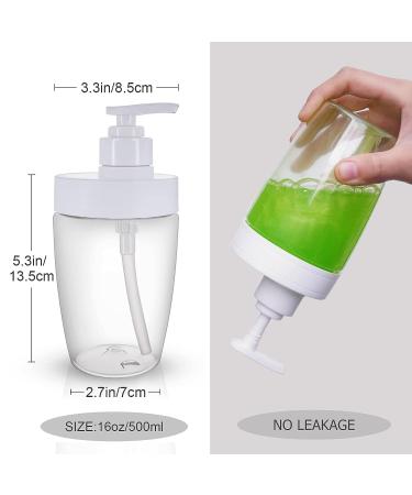 16oz Empty Pump Bottles 2 Pack - Refillable Plastic Soap Dispenser for Shampoo, Lotion, Body Wash - Includes Labels - Cleaning Solutions - Buy Online on SooperMarket.com