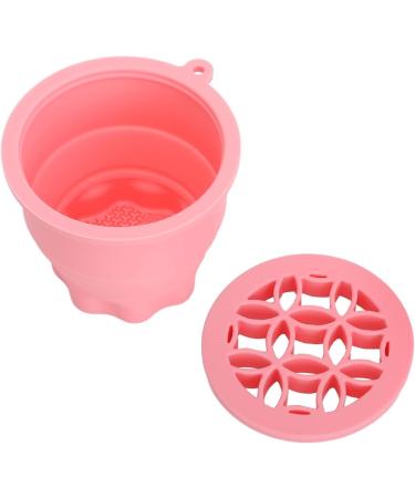 Makeup Brush Cleaner Cup Portable Silicone Scrubber Bowl Efficient Cleaning Drying Rack (Pink) - Buy Online on SooperMarket.com