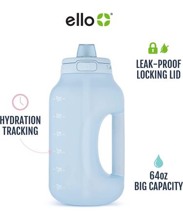 Ello Hydra 64oz Half Gallon Jug | Time Marker, Leak-Proof Lid, BPA/BPS Free | Halogen Blue - Buy Online on SooperMarket.com