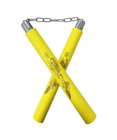 Ausemku Nunchucks - Safe Foam Rubber Training Nunchucks/Nunchakus with Steel Chain (Yellow)