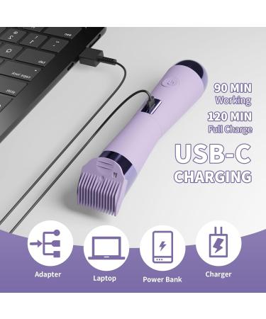 Buy Bikini Trimmer for Women - 2 in 1 Electric Shaver & Waterproof Pubic Hair Remover - USB-C Charging Painless with Dual Lights in Purple - Buy Online on SooperMarket.com