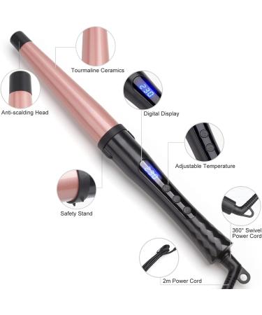 Hair Curling Wand 19-32MM Tapered Curling Iron Professional Ceramic Hair Curler Wand with Heat-Resistant Glove Dual Voltage - Buy Online on SooperMarket.com