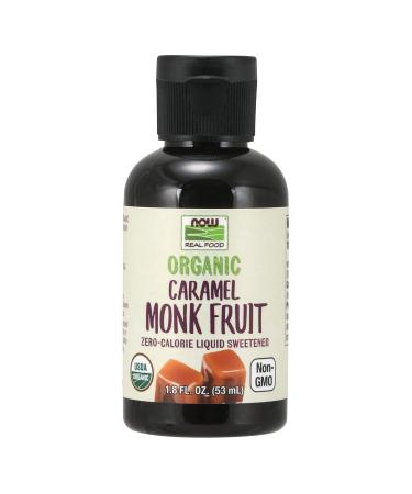 Now Foods Real Food Organic Monk Fruit Zero-Calorie Liquid Sweetener Caramel 1.8 fl oz (53 ml)