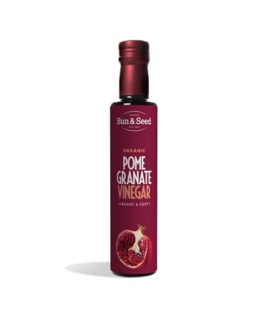 Organic Pomegranate Vinegar by Sun & Seed - 250ml - Made from Harvested Pomegranates - Vegan-Friendly - Gluten Dairy and Soy Free - Vibrant and Fruity Vinegar