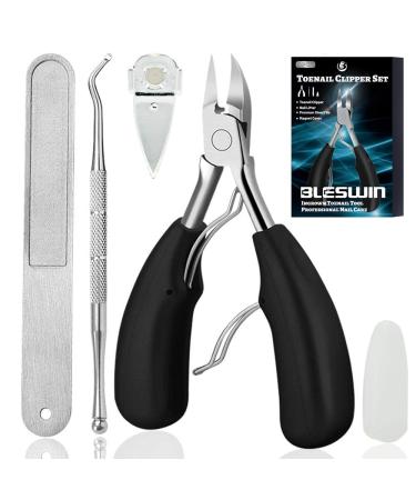 Footnail pliers set bleswin nail scissors for deeply ingrown toenails made of stainless steel for thickness and due to mushroom infestation nail tongs - soft handle and metal gift boxes 6 pieces (1 Pack)