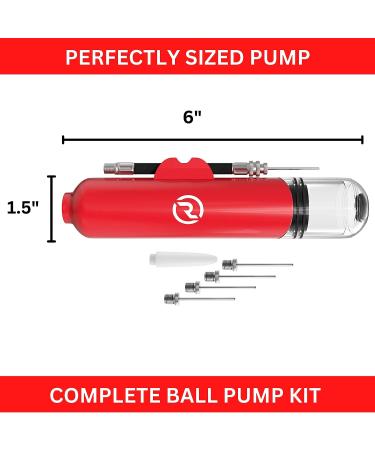 Hand Pump for Balls with 5 Needles - Fast Inflation for Basketball, Soccer, Volleyball, Football - Red - Buy Online on SooperMarket.com