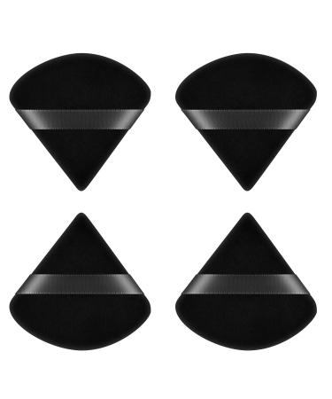 Ainiv 4 PCS Powder Puff Triangle Makeup Puff Reusable Soft Powder Sponge Washable Wet Dry Dual-Use Cosmetic Puff Face Powder Puff for Loose Powder Foundation Cream Blush Wetand or Pressed Powder #1 4PCS Black