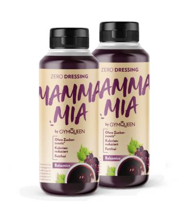 Gymqueen Mamma Mia Zero Sauce 2x265ml low in calories without fat and without sugar for refining dishes or as a salad dressing vegetarian and lactose-free balsamic balsamic vinegar 265 ml (2 Pack)