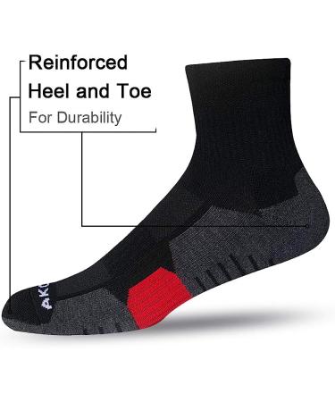 AKOENY Men's Ankle Athletic Running Quarter Socks (6-Pack) Black - Size 9-12 - Buy Online on SooperMarket.com