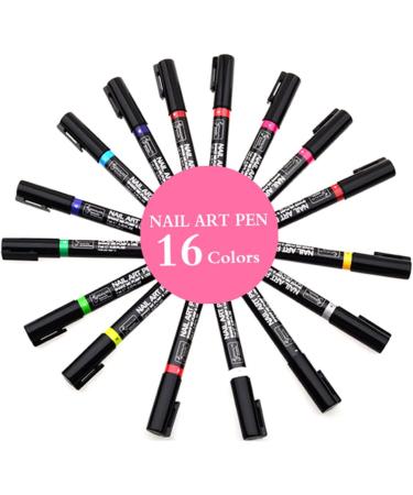 16PCS Nail Art Pen Painting Kit Nail Polish Pens Drawing Dotting Nail Polish Pen 3d Nail Design Beauty Tools For Uv Gel Polish Assorted Colour - Buy Online on SooperMarket.com