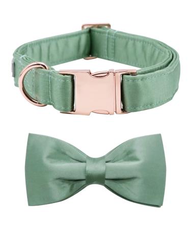 Lionet Paw's dog collar with fly - comfortable silk green dog collar with removable fly for puppies and cats neck 20-30cm XS (1 Pack) grassy