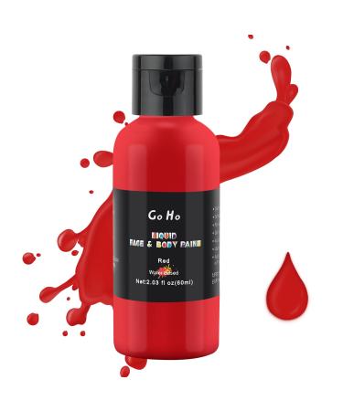 Go Ho Makeup Liquid Body Paint(2.1 oz) Red Makeup Water Based Face Paint and Body Paint for Special FX Cosplay and Halloween Make up