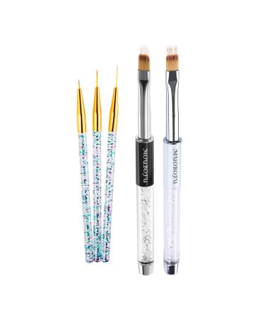 Muobofu 2 pieces ombre brush baby boomer and 3 pieces nail polish brush uv gel gel color gradient nail art painting pen Strass crystal acrylic nail drawing pen