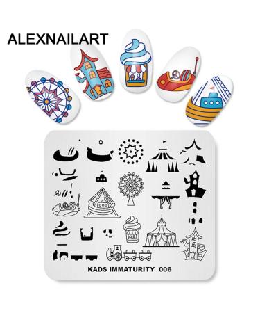 4pcs Nail Art Stamping Plates - Amusement Park Circus Animal Templates for DIY Nail Decoration - Buy Online on SooperMarket.com