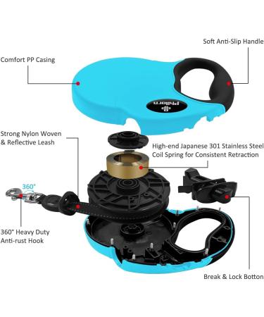 Philorn 5m Retractable Dog Leash - Flexible One-Button Blocking Non-Slip Handle Reflective & Safe for Medium to Large Dogs (Up to 50kg) - Blue Color - Buy Online on SooperMarket.com