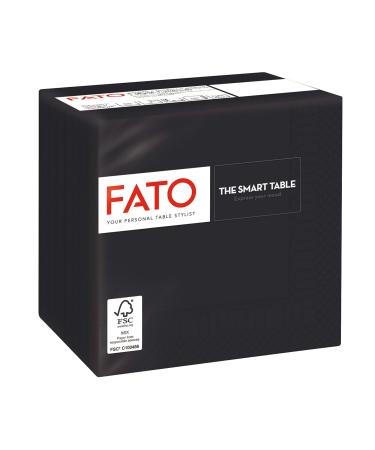 FATO-disposable napkins made of paper ideal for aperitifs and cocktails pack with 100 napkins size 24x24 4-folded 2-layer color black 100% pure cellulose paper FSC certified
