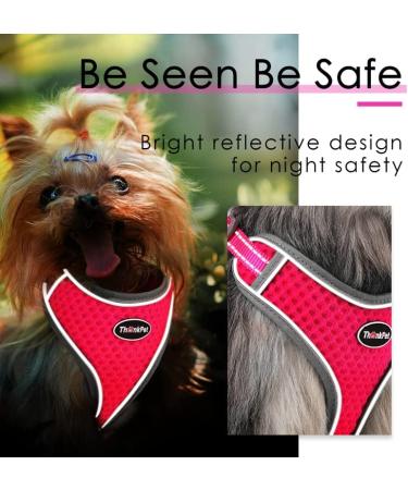 ThinkPet No-Pull Dog Harness & Leash Set | Breathable Adjustable Safety Harness for Small Medium & Large Dogs | Reflective & Padded Control Harness (Pink/Red) - Buy Online on SooperMarket.com