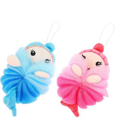 Angoily 4 Pcs Cartoon Bath Ball Sponge Set for Kids | Mesh Shower Scrubber & Loofah Cushion | Ideal Bathing Accessories for Children - Buy Online on SooperMarket.com