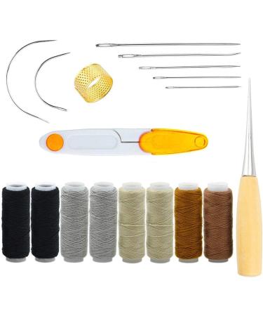HOWIN Upholstery Repair Kit  18 Pieces Upholstery Thread Assorted Hand Sewing Needles Carpet Leather Canvas DIY Tool Set