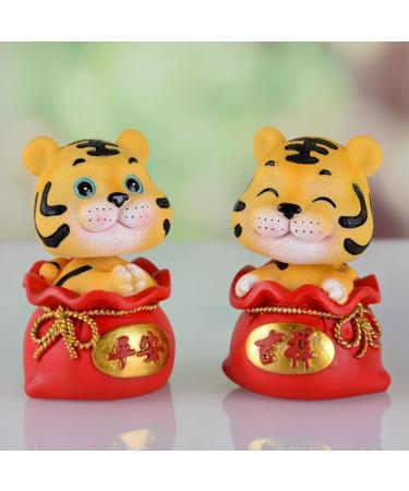 ORFOFE Digital Dash 1pc Year of The Tiger Bobble Head Ornament Crafts Office Resin Shake Your Head Red Fengshui Statue Red 1 6X6X9.5CM - Buy Online on SooperMarket.com