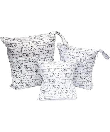 EGURS 3-Piece Diaper Pocket Set with Reusable Wetbag | Cat White | Organizer Bags for Babies Diapers and Accessories - Buy Online on SooperMarket.com