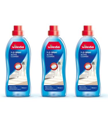 Vileda 1-2 Spray Active Cleaner Diluted Cleaning Liquid for 1-2 Spray Mop Pack of 3 750ml Streak Free Cleaning Solution for Floors Fresh Scent 1-2 Spray Active Cleaner 3 Pack 3 Pack
