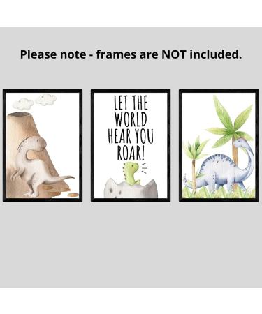 Dinosaur Set of 3 Unframed Poster Prints with Quote for Baby Nursery Decor - Roar A4 - Buy Online on SooperMarket.com
