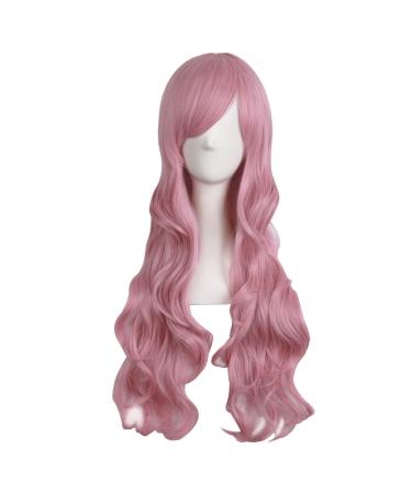 MapofBeauty 28"/70 cm Charming Women's Long Curly Full Hair Wig (Pink)
