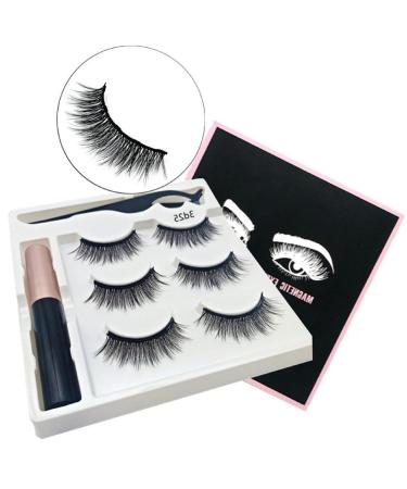 Magnetic Eyelashes And Eyeliner Kit 3 Pairs Reusable Magnetic Lashes With Eyeliner 3D Natural Look False Eyelashes Magnetic Eyelashes Natural Looking Lashes
