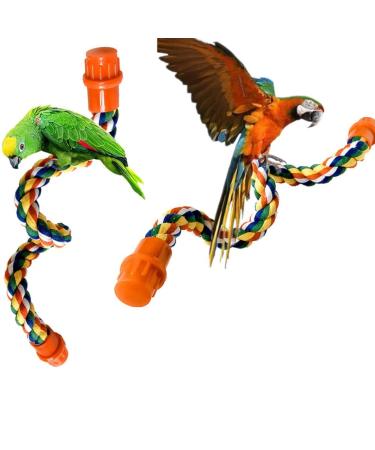 Yunmoxiao Pet Bird Parrot Colorful Cotton Standing Rope Perch Bird Climbing Parrot Stand Toys Bird Perch- Cage Rope for Parrot/Parakeet/Cockatiel Bungee Toys 40CM (16 Inch)