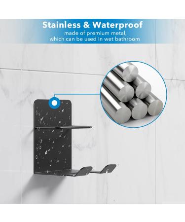Pickspiff Razor Holder with Refill Pack - Self-Adhesive Stainless Steel Hooks for Bathroom & Shower Accessories - Black 2 Pieces - Buy Online on SooperMarket.com