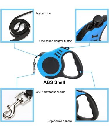 Retractable Dog Lead 5 m Retractable Dog Leash with Non-Slip Handle for Small Medium and Large Dogs Blue Blue 5M - Buy Online on SooperMarket.com