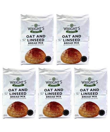 Wright's | Oat & Linseed Bread Mix 5X500g | white baker's quality flour with pinhead oats | For Machine or Hand Baking | Baking Success Guaranteed | Suitable for Vegetarians