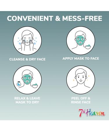 7th Heaven Men's Skin Power Face Mask Set (3 Deep Cleansing Masks & Nose Pore Strips). Clay Mud & Peel Off Face Masks and Blackhead Remover Strips - Genuine 7th Heaven Face Masks Skincare Set for Men - Buy Online on SooperMarket.com