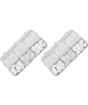 Nail Charms Nail Art Decorations 2 Boxes Nail Art Decorations Delicate Compact White Rose Camellia Nail Art Rhinestones for Girls - Buy Online on SooperMarket.com