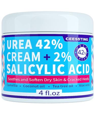 ENVISHA Urea Cream 42 Percent for Feet - 42% Urea Foot Cream with 2% Salicylic Acid & Hyaluronic Acid - For Feet  Hands  Heels  Elbows  Nails & Knees - 4 oz