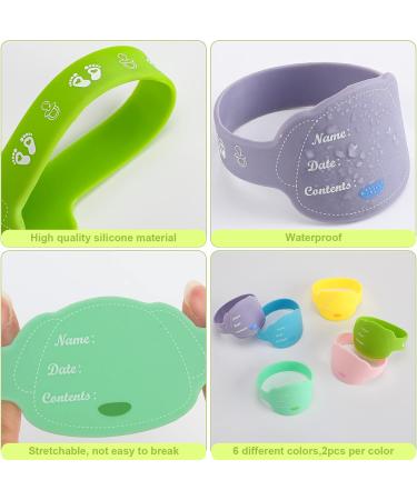 12 Pcs Baby Bottle Labels for Daycare - Reusable Silicone Name Bands with Marker Pens | Waterproof Day Care Essentials in Dog Design - 6 Colors - Buy Online on SooperMarket.com