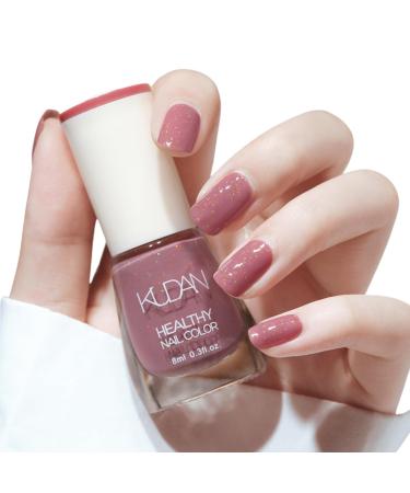 TBeautfave Pink Nail Varnish Quick Dry Glitter Nail Polish Fast Drying Long Lasting Nail Varnish Pastel Nail Polish Non-toxic Water Based Formula Nail Polish for DIY Nail Art ShinyDustyPink