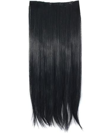 MapofBeauty 23" Long Straight Clip in Hair Extensions Hairpieces (Black) - Buy Online on SooperMarket.com
