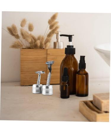 Beavorty 3-Pack Razor Holder Stand - Stainless Steel & Aluminum Alloy Safety Razor Base for Men - Travel Brush Silver - 4.3x4.3cm - International Shipping - Buy Online on SooperMarket.com