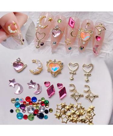 Dornail 3D Star Moon Nail Charms | Colorful Heart Rhinestones | Nail Gems for Nail Art | Geometry Rhinestone Decorations | Nail Kit 1 Box - Buy Online on SooperMarket.com