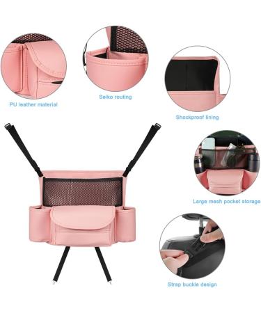 Adiwo Car Organiser - PU Leather Car Seat Storage Organizer for Front Seats - Durable Hanging Bag for Automotive Consoles - Pink - Buy Online on SooperMarket.com